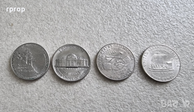 Монети. САЩ . 5 цента . 4 различни монети., снимка 1 - Нумизматика и бонистика - 44693638