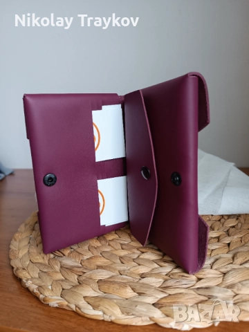 Ръчно изработено кожено оригами портмоне, снимка 2 - Портфейли, портмонета - 52956291