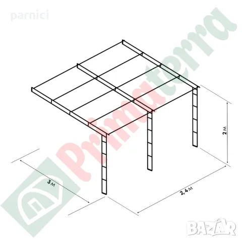 Промоция! Навес за тераса Primaterra Monza, снимка 5 - Градински мебели, декорация  - 48251172