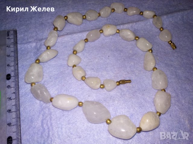 МЛЕЧЕН КВАРЦ - ПРЕКРАСНО РЕТРО АР НУВО СТИЛ КОЛИЕ от ПОЛИРАНИ ПОЛУСКЪПОЦЕННИ КАМЪНИ и БРОНЗ 34697, снимка 4 - Колиета, медальони, синджири - 39189611