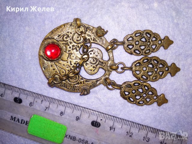 СТАРИННА ВЪЗРОЖДЕНСКА АЖУРНА БОРНЗОВА ОРНАМЕНТИРАНА РЕТРО БРОШКА РЯДКА РЪЧНА ИЗРАБОТКА 38671, снимка 11 - Антикварни и старинни предмети - 41622838