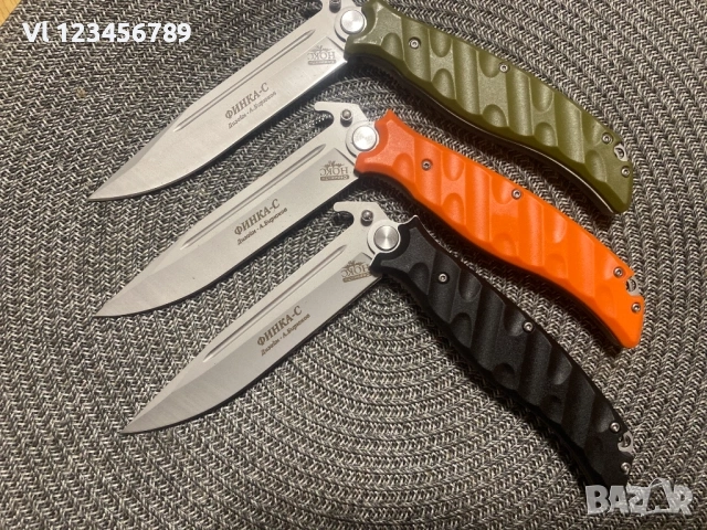 Руски сгъваем нож НОКС Финка-С, дизайн А.Бирюков -ЗЕЛЕН,ЧЕРЕН,ОРАНЖ, снимка 5 - Ножове - 53830503
