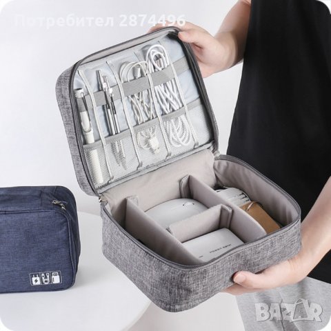 1338 преносим органайзер за кабели, зарядни и карти с памет, снимка 2 - Други стоки за дома - 35797348