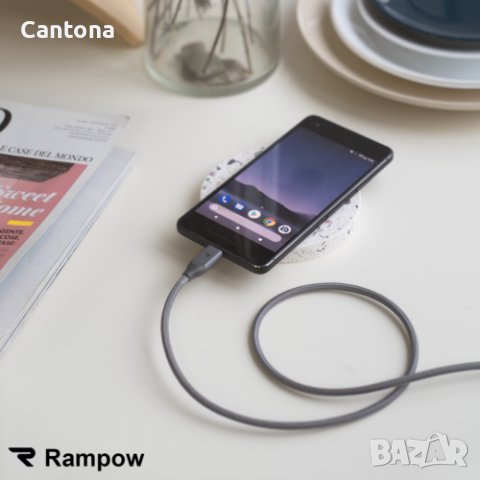  Rampow USB C към USB C кабел, PD 3.0 - 20 V/3 A 60 W, 2 метра,найлонова оплетка, бързо зареждане, снимка 7 - USB кабели - 40114929