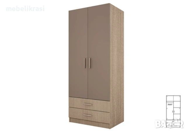 Гардероб сити 1008 , комбиниран с 2  чекмеджета, снимка 7 - Гардероби - 42270776