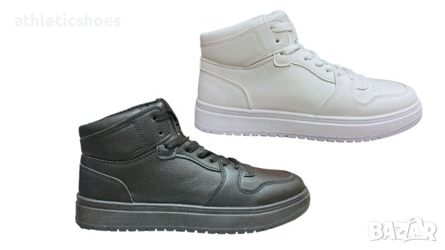 Мъжки кожени кецове в бяло и черно