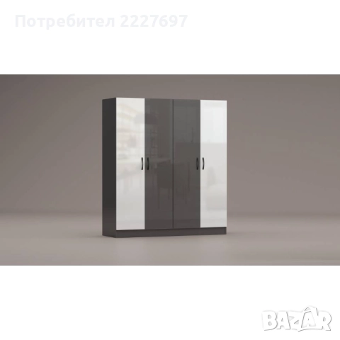 Четирикрилен гардероб Аполо 6 браун силвърджак, снимка 8 - Гардероби - 52221093