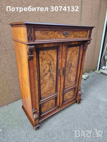 Шкаф в стил Бидермайер с интарзия, снимка 2 - Шкафове - 50675496