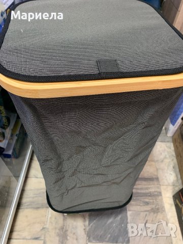 Кош за пране с бамбукова рамка / Кош за дрехи / Кош от бамбук и фибростъкло, снимка 6 - Мопове, кофи, четки и метли - 44194621