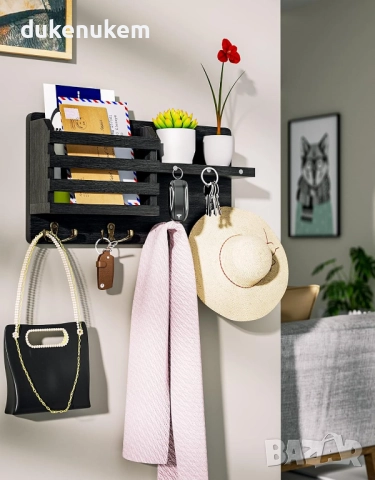 Кутия за ключове с 8 куки, рафт за съхранение, магнитен държач, снимка 4 - Етажерки - 52276582