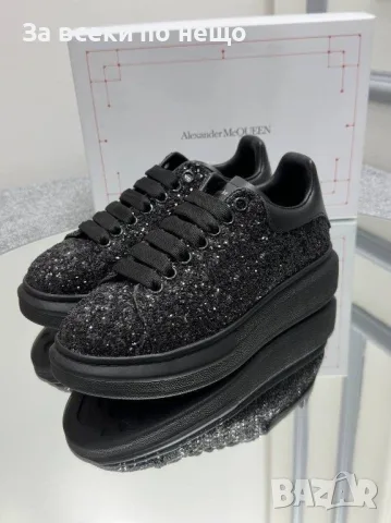 Alexander McQueen Дамски Черни Блестящи Маратонки👟Дамски Спортни Обувки С Брокат Код VAL-69, снимка 2 - Маратонки - 56132915