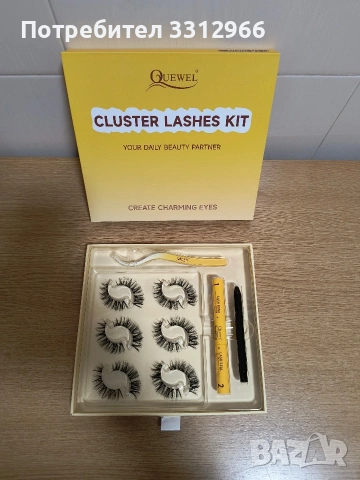 Комплект за удължаване на мигли QUEWEL, 6 чифта, естествен вид