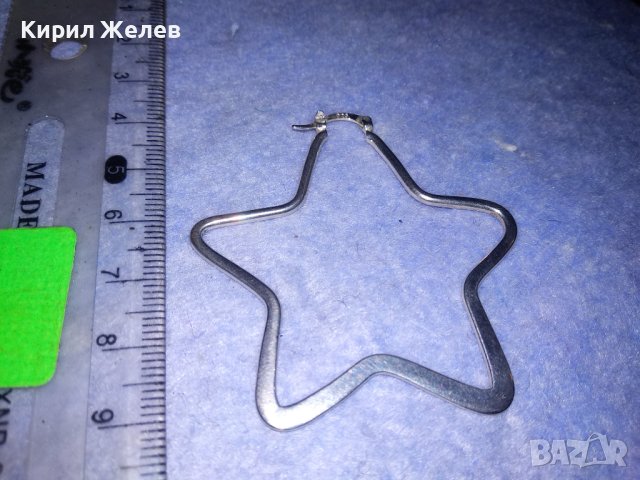 ГОЛЯМА ПОСРЕБРЕНА ЗВЕЗДОВИДНА МОДНА АРТ ОБЕЦА от БЛАГОРОДНА НЕРЪЖДАЕМА СТОМАНА с ПЕЧАТ 925 / 37867, снимка 6 - Обеци - 40768422