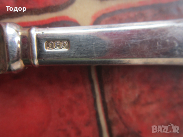 Страхотен посребрен нож за писма с маркировки , снимка 3 - Ножове - 36195047
