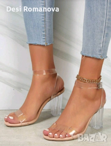 Дамски токчета с прозрачни каишки – номер 41 – нови, снимка 5 - Дамски обувки на ток - 53726575