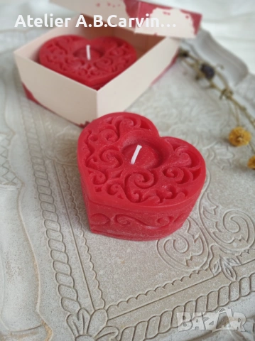 Декоративни свещички две гравирани сърцa в комплект, допълнение към вашата романтика, снимка 5 - Декорация за дома - 53619674