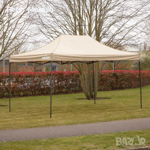 Луксозна шатра KraftWorld 3×4.5 м – премиум бежово платнище, сгъваема конструкция, снимка 3 - Градински мебели, декорация  - 51465182