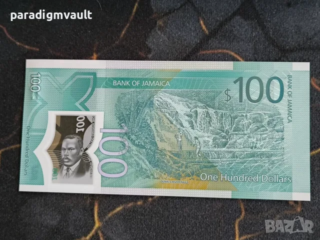 Банкнотa - Ямайка - 100 долара UNC (юбилейна) | 2022г., снимка 2 - Нумизматика и бонистика - 54233305