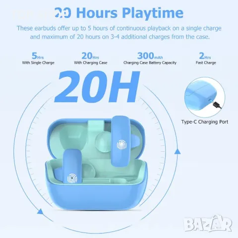 Детски безжични слушалки Giveet, Open Ear за тийнейджъри, деца (сини, розови), снимка 2 - Безжични слушалки - 49566644