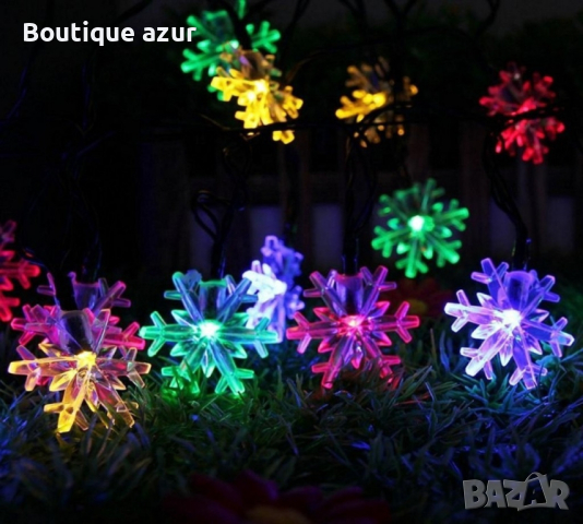 Многоцветни коледни LED лампички със снежинки 
