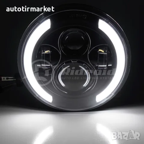 Комплект Кръгли LED фарове 7" 70W H4 – NA500, снимка 2 - Аксесоари и консумативи - 56053988