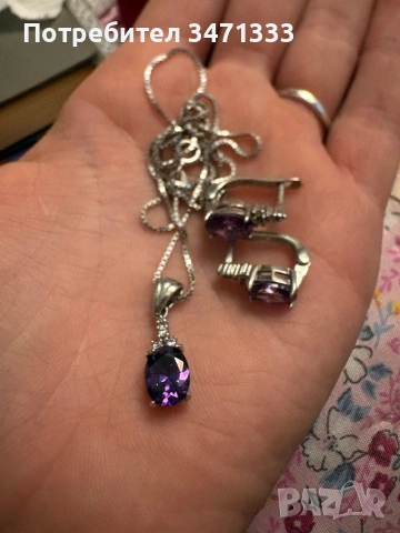 Сребърно колие + сребърни обеци