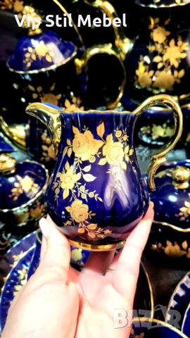 Сервиз в кобалтово синьо и с 22 карата позлата и , снимка 5 - Сервизи - 53695766