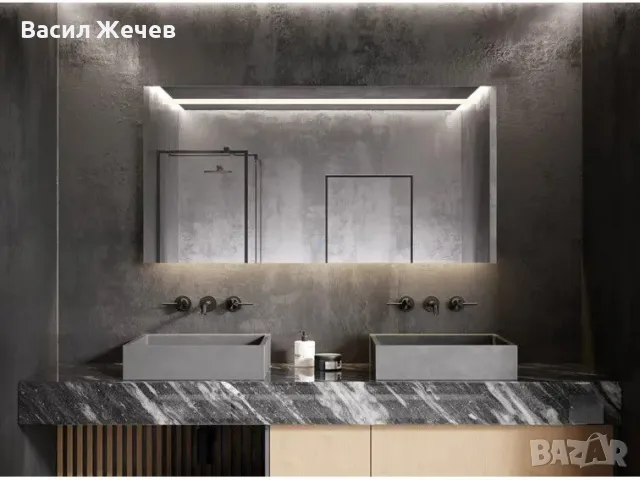 Огледало за баня 140 х 70 см, Правоъгълна форма с LED осветление, снимка 1