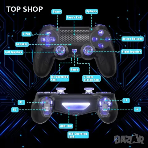 Нов Безжичен контролер за Ps4 pro slim компютър Android игри геймър, снимка 6 - Аксесоари - 49956860