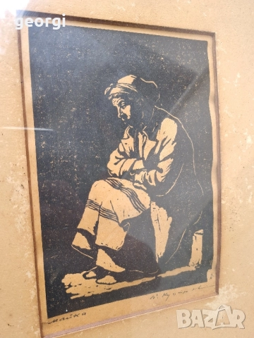  '' Майка " картина на художника партизанин Стефан Куцаров туш върху картон, снимка 3 - Картини - 51565578