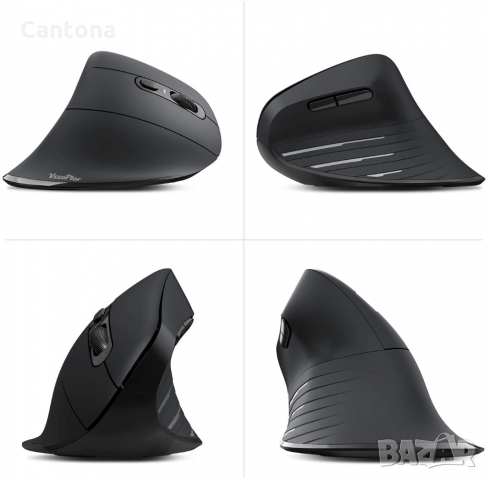 Bluetooth вертикална ергономична мишка, Vssoplor BT1+BT2+2.4G, оптична-1000/1600/2400 DPI, 5 бутона, снимка 3 - Клавиатури и мишки - 36048929
