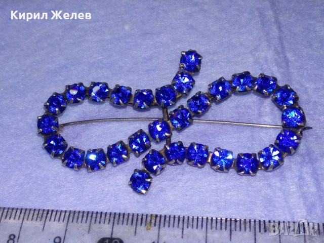 ДЕБЕЛО ПОСРЕБРЕНА МЕДНА СТАРИННА СКЪПОЦЕННА РЕТРО АРТ НУВО БРОШКА с ИСКРЯЩ СИН ЦИРКОНИЙ 40113, снимка 16 - Антикварни и старинни предмети - 42613640