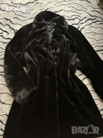 Страхотно дълго голямо дамско палто с косъм (размер 3ХЛ)