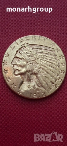 Златна монета от 5 долара "Индианцец", снимка 2 - Пръстени - 53586912