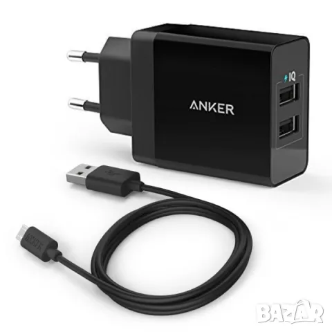 Мрежово зарядно Anker PowerPort B2021L11, 24W, 2xUSB, снимка 1 - Оригинални зарядни - 48373977