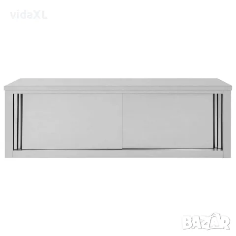 vidaXL Кухненски стенен шкаф с плъзгащи врати, 150x40x50 см, стомана, снимка 4 - Шкафове - 56147591