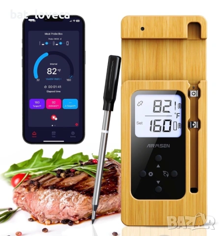 Нов Безжичен термометър за месо AIRMSEN със самостоятелна LCD дисплейна основа