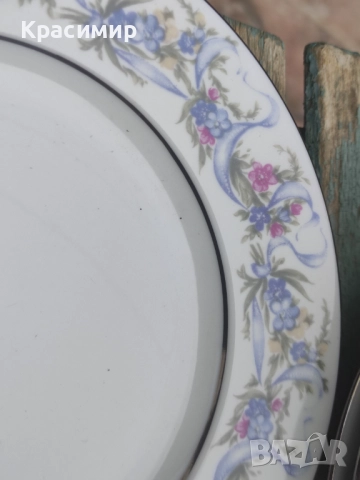 6 бр. десертни чинийки JlMenau GDR сребрист кант 17 см. , снимка 2 - Чинии - 52098137