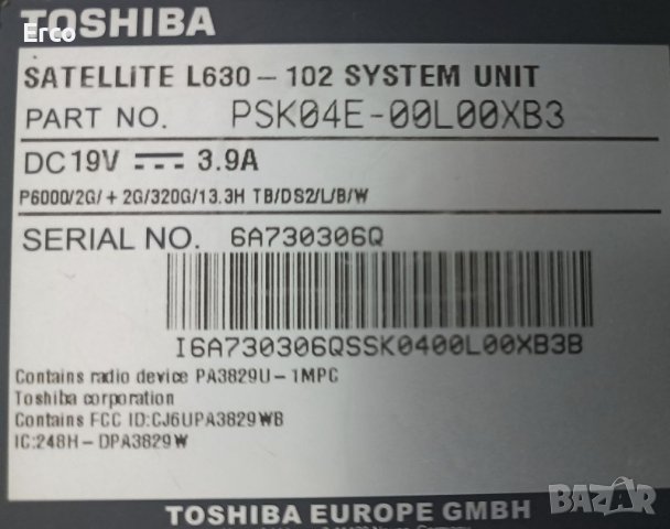 TOSHIBA SATELLITE L630-102 цял или на части, снимка 3 - Части за лаптопи - 41192046