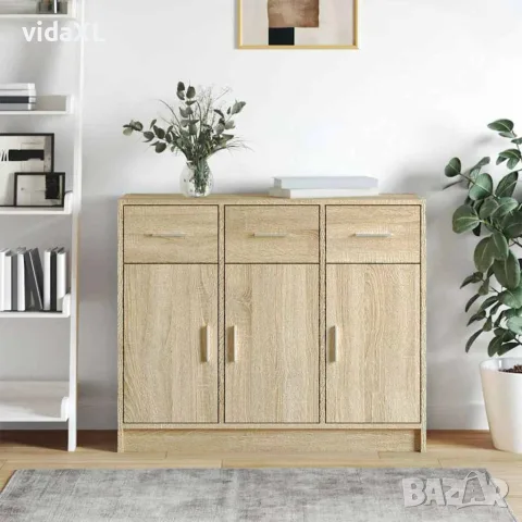 vidaXL Сайдборд, дъб сонома, 91x28x75 см, инженерно дърво, снимка 2 - Бюфети - 56148029