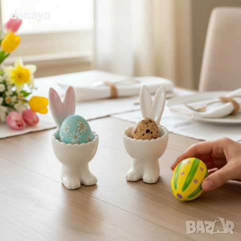 6328 Керамична поставка за великденско яйце с ушички на Зайче, снимка 6 - Аксесоари за кухня - 53071359