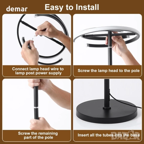 Подова лампа, 168 см модерна двойна LED подова лампа 36 W с дистанционно и крачно управление, снимка 8 - Лед осветление - 53402656