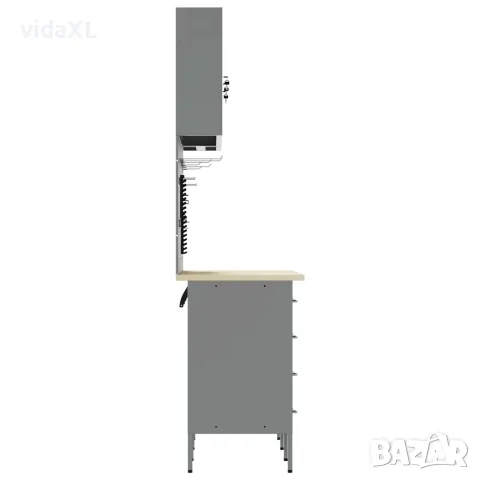 vidaXL Работен кабинет с чекмедже със съхранение 8 бр. Черен и Сив, снимка 9 - Работни маси и бюра - 56146968