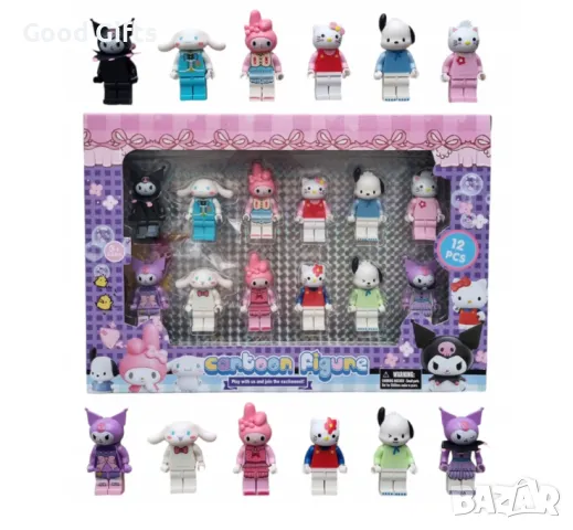Комплект 12 броя Фигурки Hello Kitty Kuromy Melodi Фигурки Кити тип Лего, снимка 3 - Фигурки - 48994648