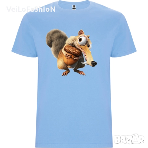 Нова детска тениска със Скрат - Катерица, Ледена епоха в три цвята, снимка 4 - Детски тениски и потници - 44402436