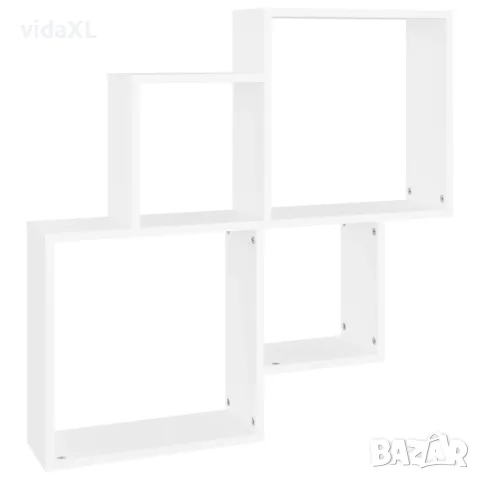vidaXL Стенен кубичен рафт, бял, 80x15x78,5 см, инженерно дърво