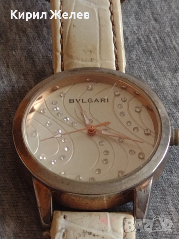 Фешън дамски часовник BVLGARI QUARTZ  с кристали Сваровски кожена каишка много красив стилен - 21766, снимка 6 - Дамски - 36245252