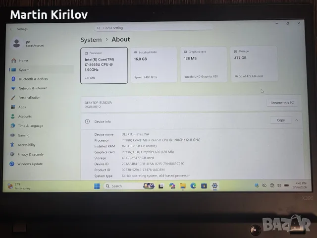 Lenovo X390 16GB RAM touch screen Full HD IPS, снимка 3 - Лаптопи за работа - 56249471
