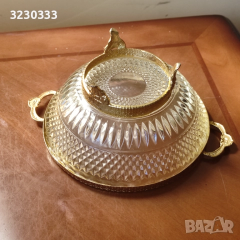 Кристална фруктиера, бонбониера 19 век, снимка 3 - Колекции - 51540116