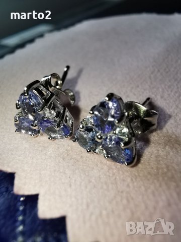 Елегантни сребърни 925 Обеци с Танзанити и Циркони!, снимка 14 - Обеци - 40435579